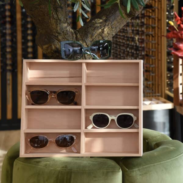 Plateau optique en bois pour 8 ou 12 montures de lunettes - Boxop Wood