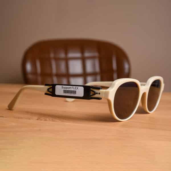 Supprts d'étiquettes flexibles rectangulaires à glissière pour lunettes