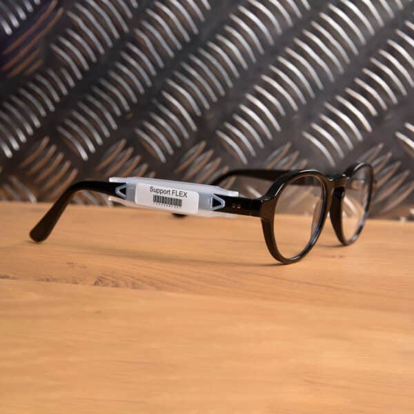 Supprts d'étiquettes flexibles rectangulaires à glissière pour lunettes