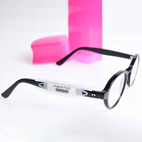Supprts d'étiquettes flexibles rectangulaires à glissière pour lunettes